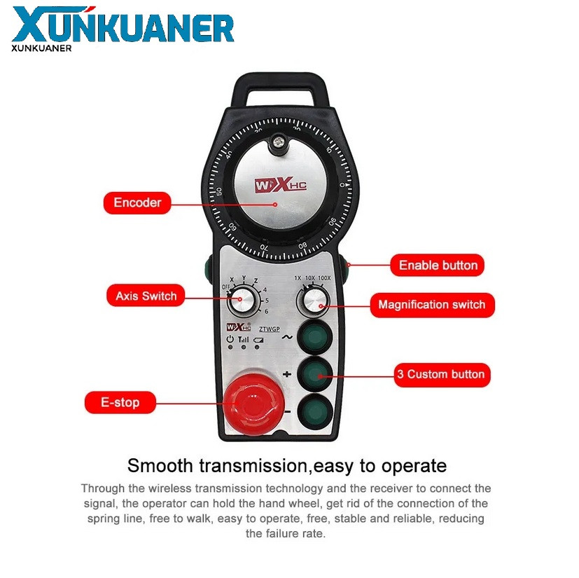 CNC 6 Axis Wireless Handwheel Manual Pulse Generator MPG Controller + Receiver