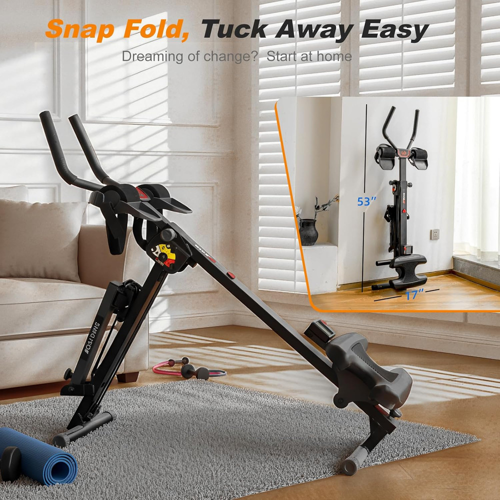 TOUSAINS 3 in 1 Ab Machine, Foldable Rowing Machine & Cable System, Core Trainer