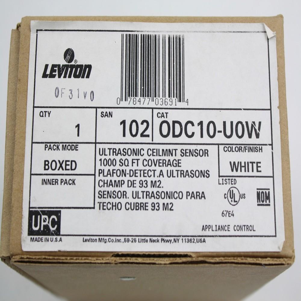 LEVITON ODC10-U0W CEILING MOUNT ULTRASONIC OCCUPANCY SENSOR MOTION DETECTOR