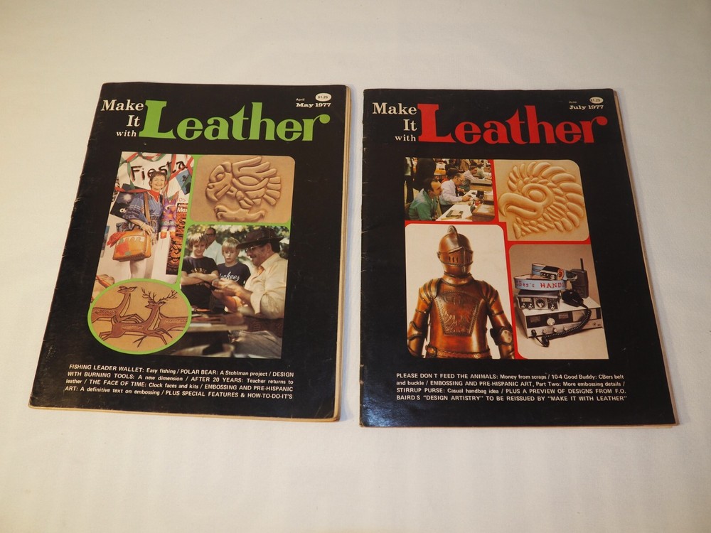 2 Vintage Make it With Leather Magazines w/Pattern Pull Outs 1977