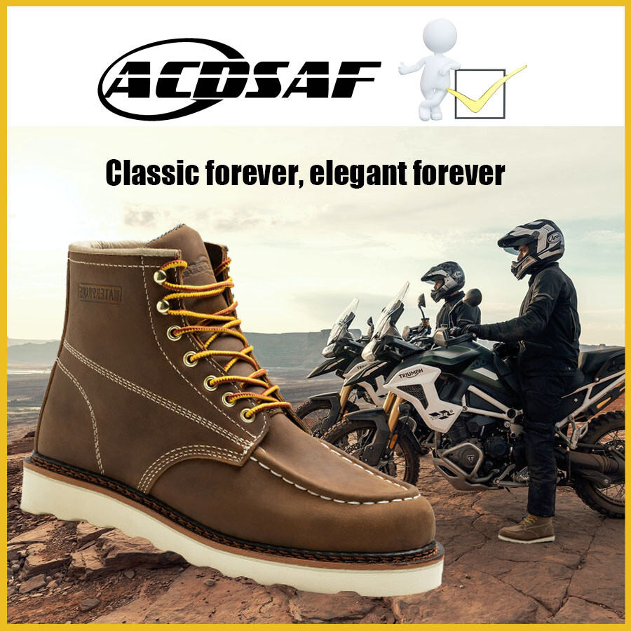 Work Boot Men's 6" Soft Toe Wedge Boots for Construction Lightweight leather