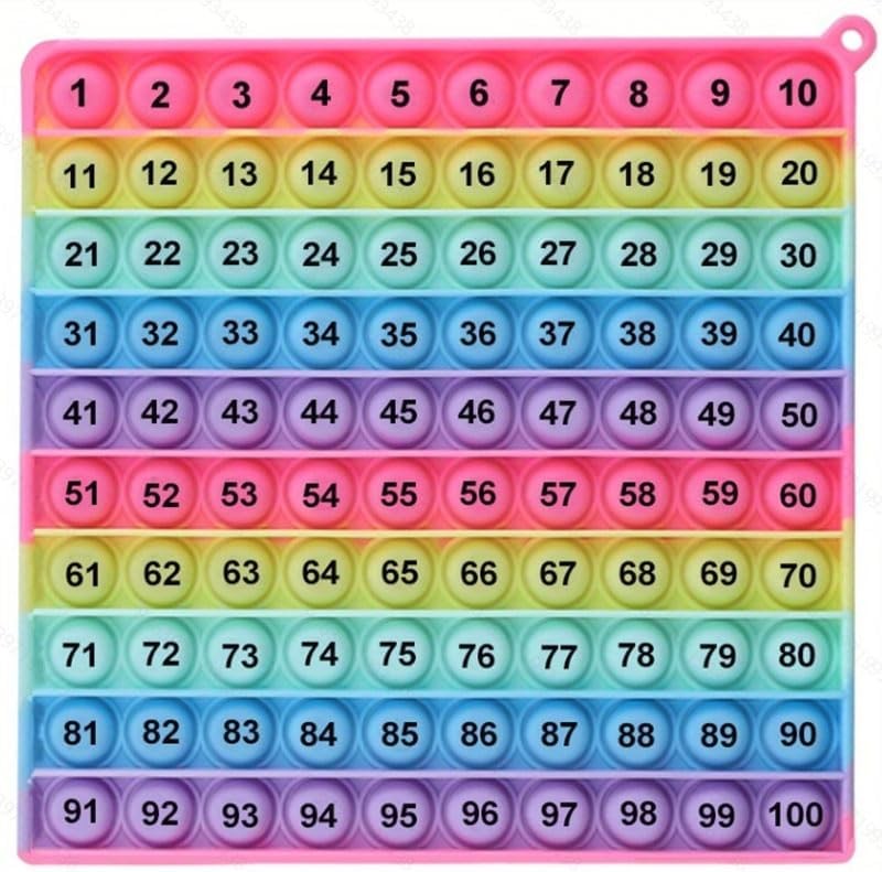 Multiplication Table Hundred Board Math Game P0PP Toy 100 Bubbles, Exercise...