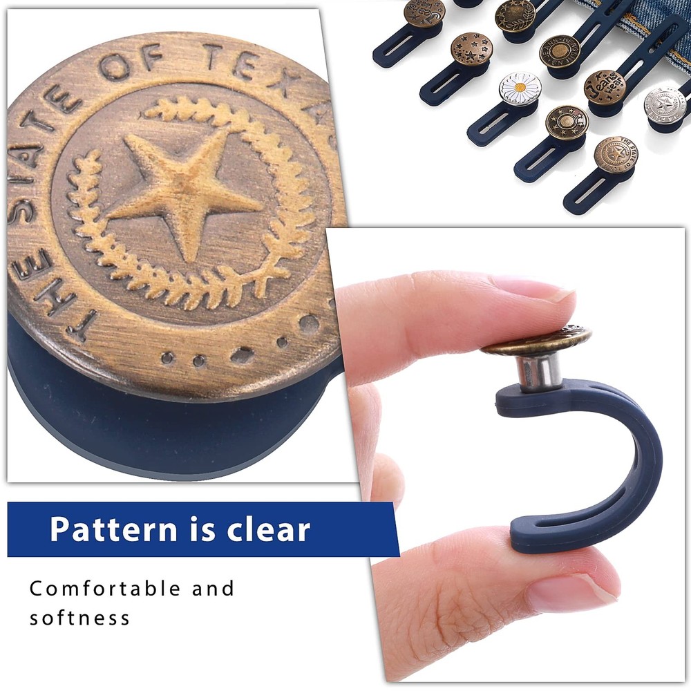 Abeillo 10 Pack Pants Expander Button, 10 Styles Jeans Waist Small, Multiple