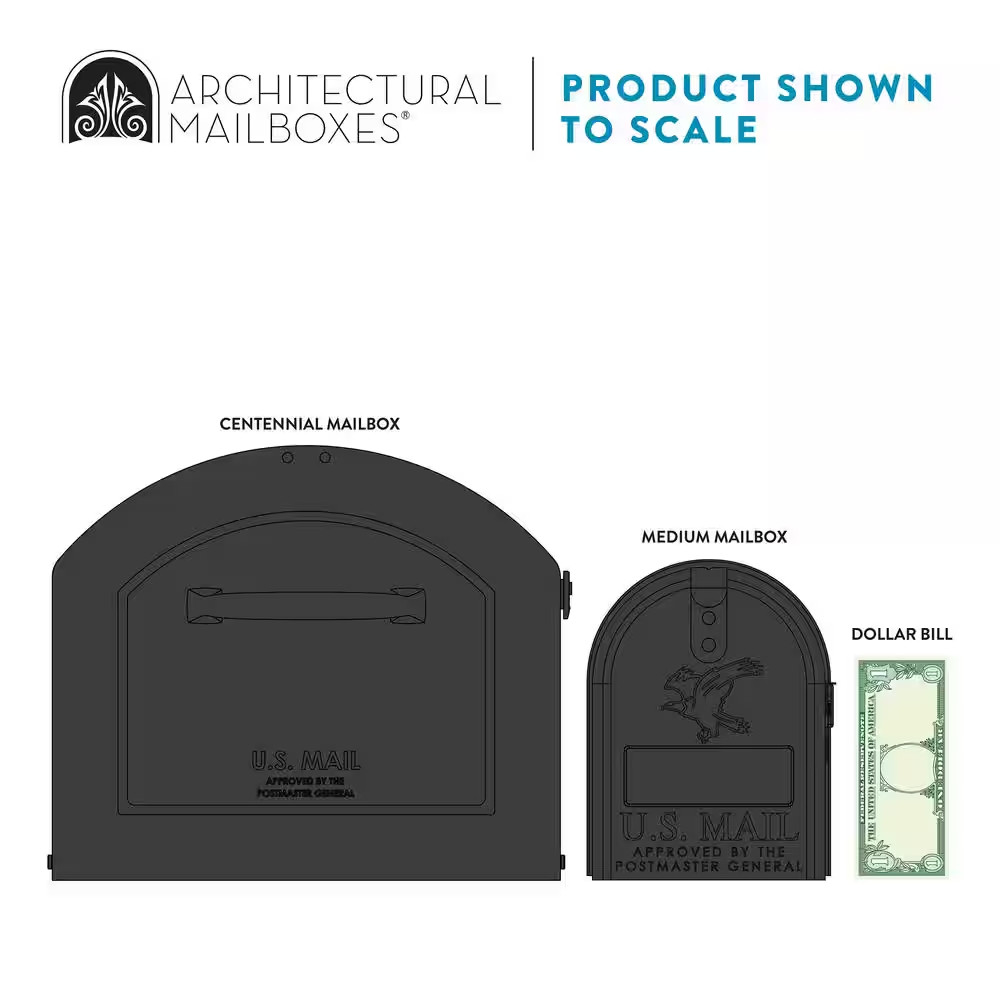 Centennial Black, Extra Large, Steel, Post Mount Mailbox with Premium Silver Han