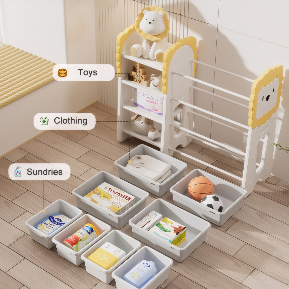 Toy Storage Rack, Four-Tier with 8 Removable Storage Boxes