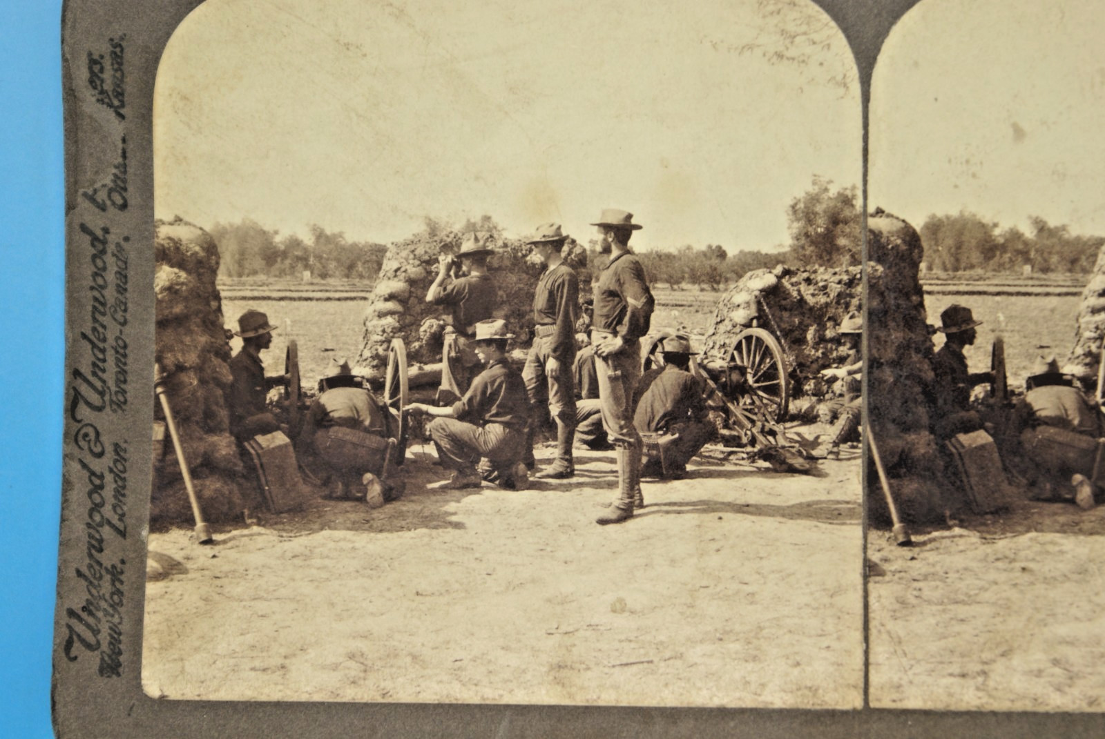 SPANISH AMERICAN WAR 6th ARTILLERY UNIT STEREO VIEW PHOTOGRAPH - ORIG 1899 ANTIQ