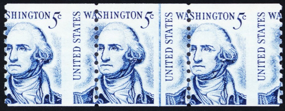 1304c, MNH 5¢ Misperfed Line Coil Strip Error *** Stuart Katz