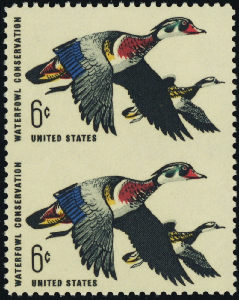 1362a, MNH 6¢ Ducks Imperforate Between Error Pair -- Stuart Katz