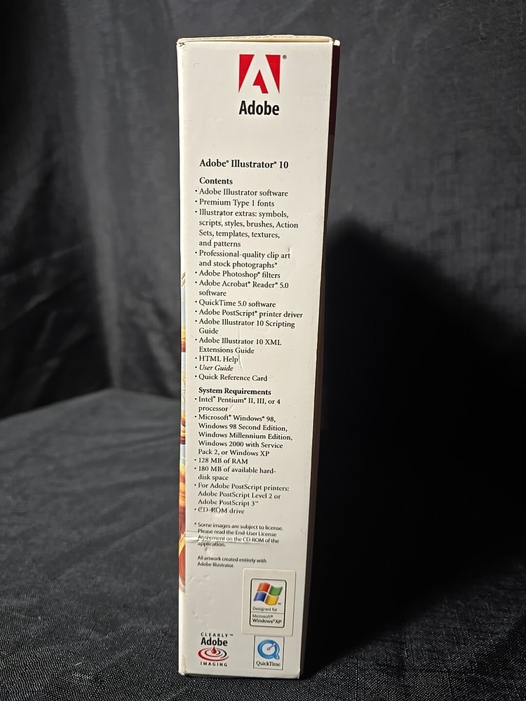 Adobe Illustrator 10 CD UPGRADE ONLY for Windows w/ Serial Number User Guide Box