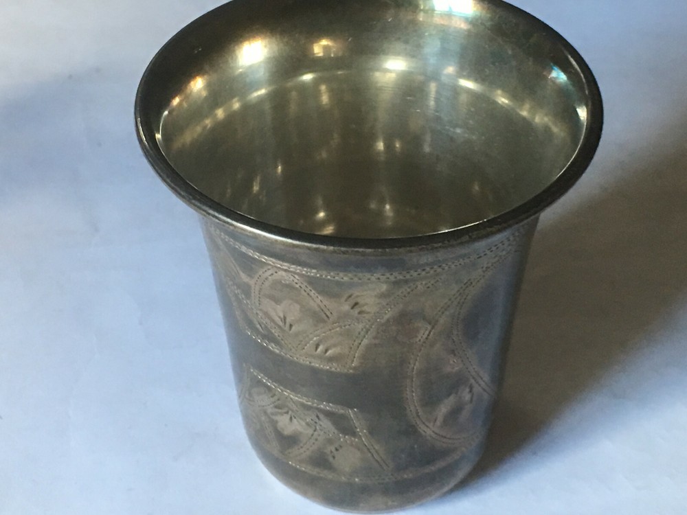 ANTIQUE RUSSIAN 84 SILVER BEAKER VODKA CUP