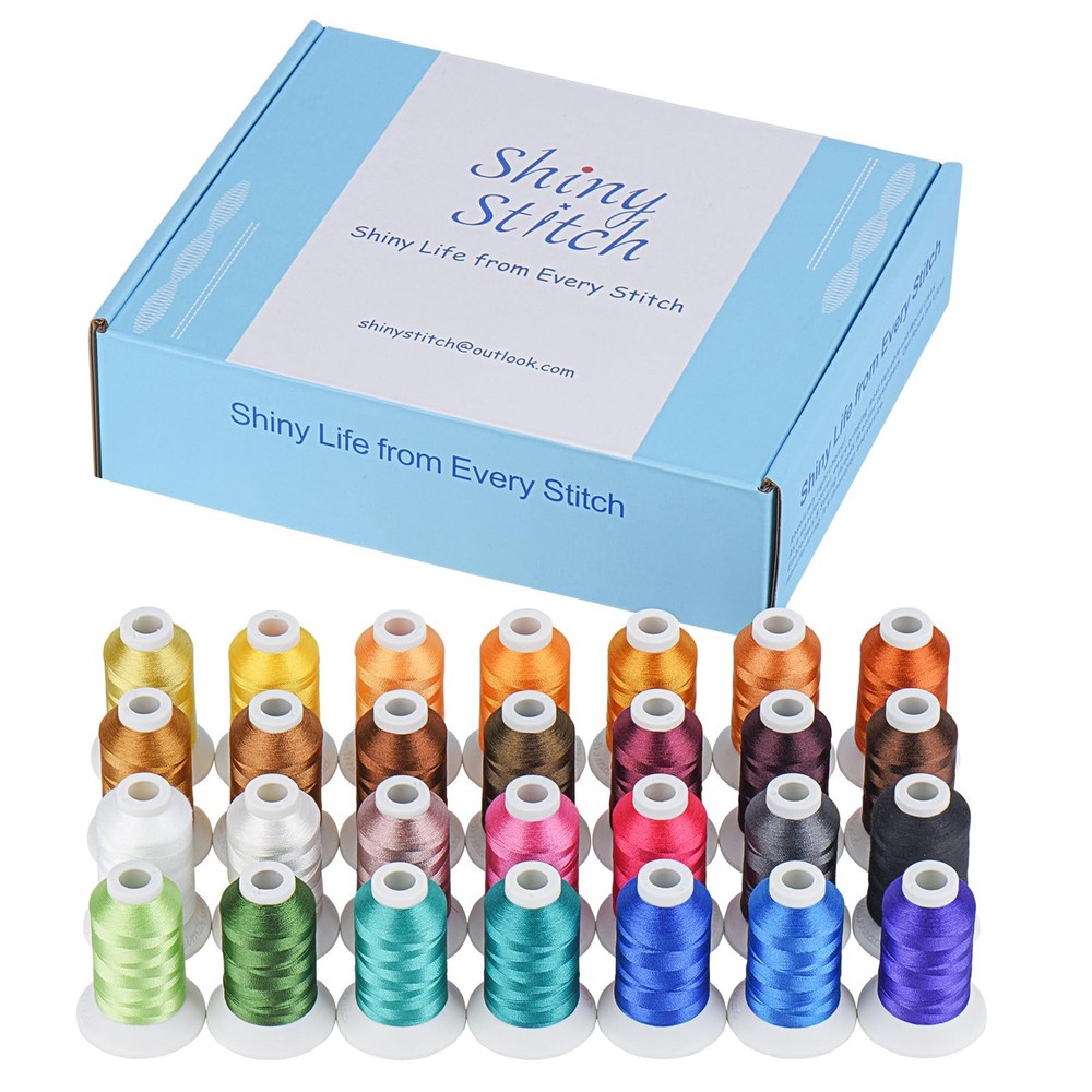 Embroidery Machine Thread 28 Assorted Colors 500M Polyester Spools Holder Set