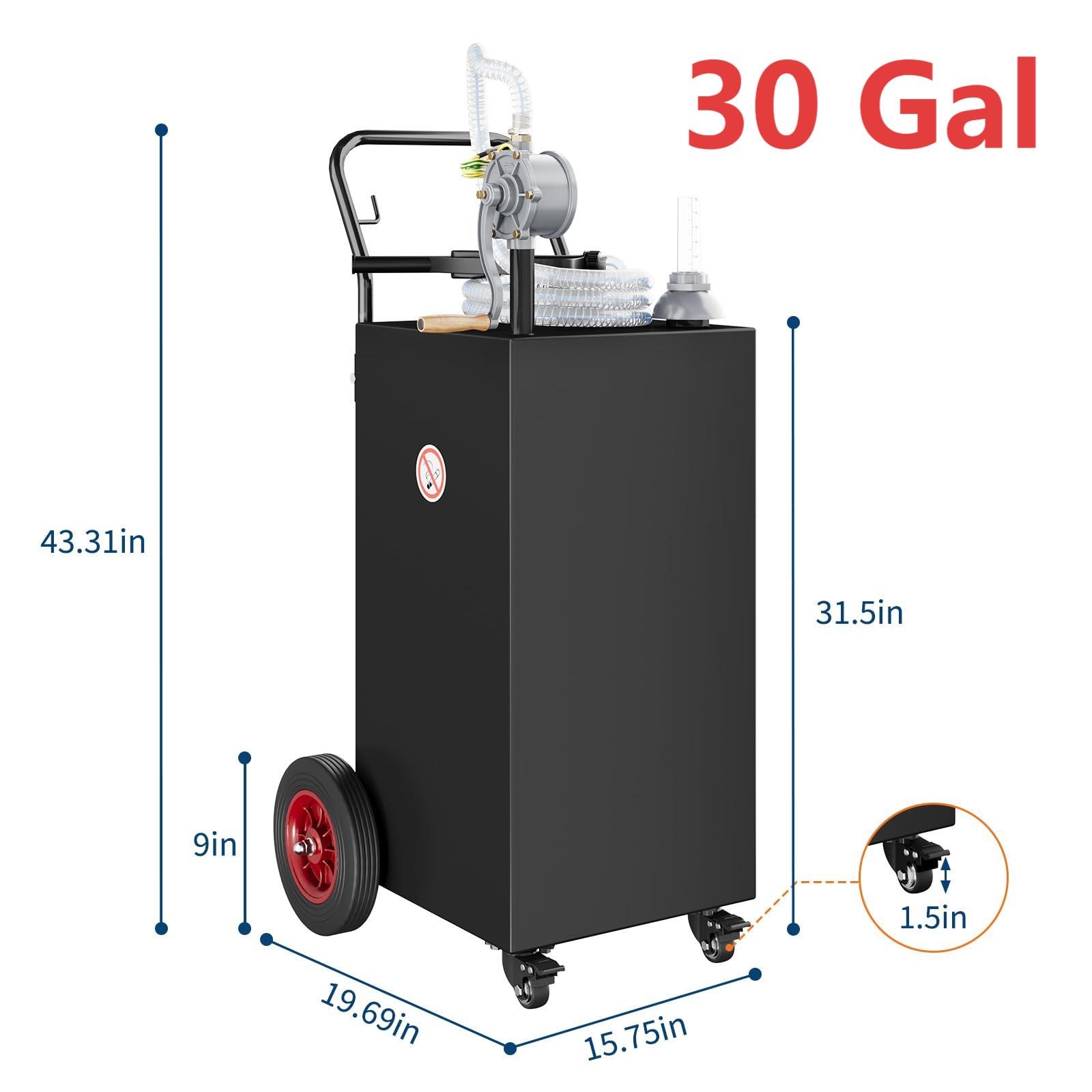 30/35/40 Gallon Gas Caddy w/ Pump & Wheels Fuel Gasoline Diesel Transfer Tank