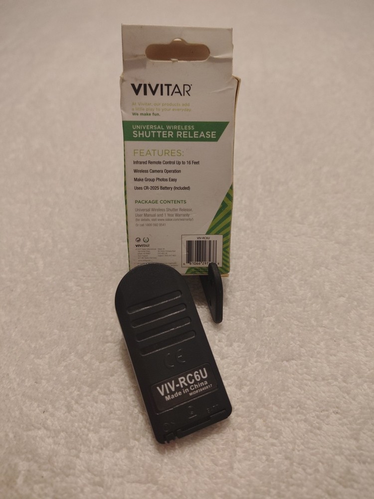 Vivitar VIV-RC6 ~ Universal Wireless Shutter Release (Black) ~ Open Box ~ NEW