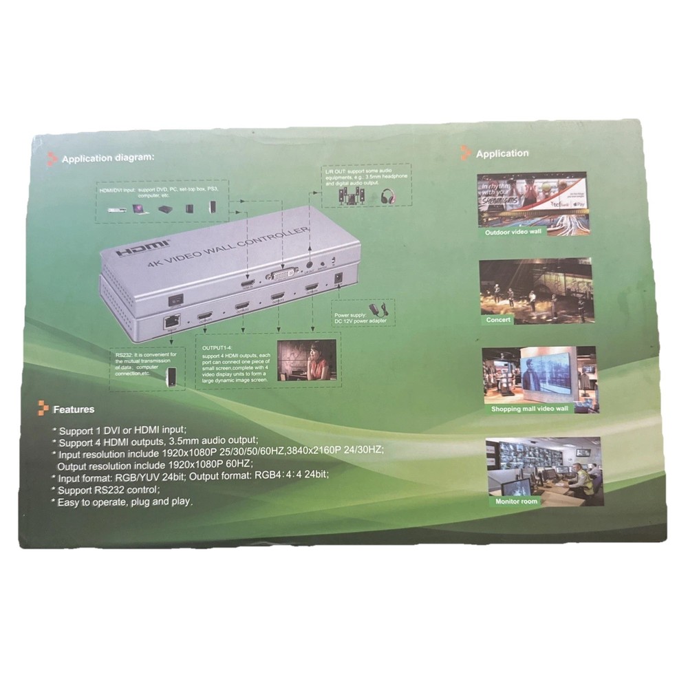4K 2x2 HDMI Video Wall Controller 1080P TV Wall Processor 4 Screens Stitching