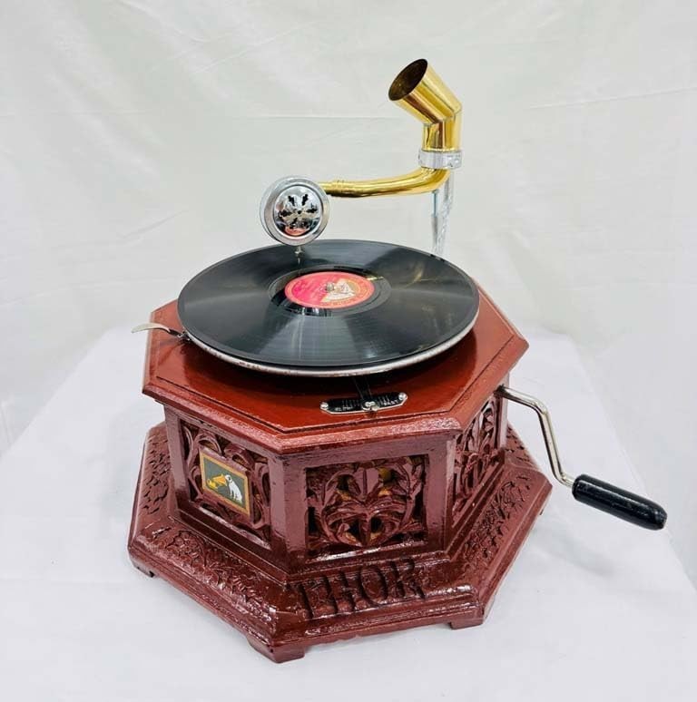 Antique Gramophone, Fully Functional Working Phonograph, win-up record player