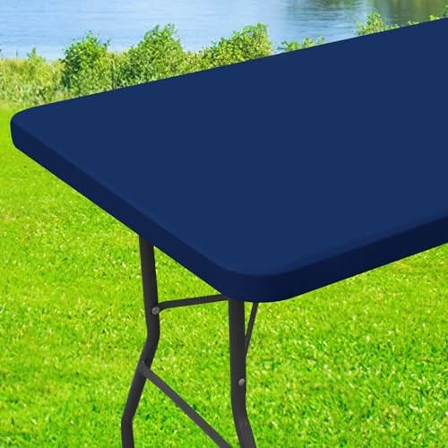 Spandex 6 Foot Rectangle Table Cloth, Elastic 72" x 30" (Rectangular) Navy