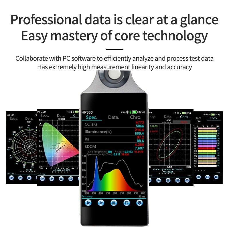 Portable Spectrometer CCT Lux Light Meter Tester Illuminometer with PC sortware