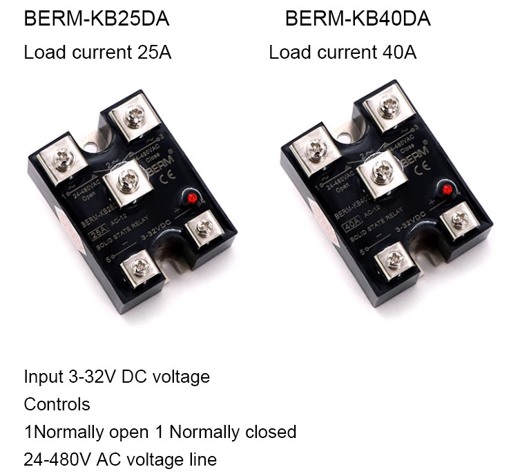 SSR BERM-KB25DA/KB40DA Single Phase Solid State Relay DC Control AC 1 NO 1 NC