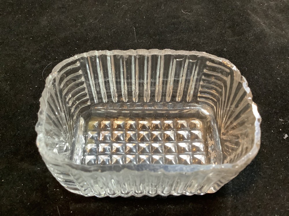Earlier Than Lacy Glass 1800s Rectangular Shaped Lee Master Salt Cellar Dip