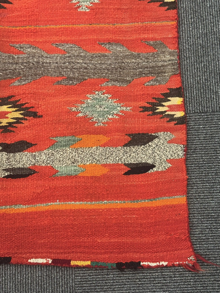 Navajo Double Saddle Blanket Handspun and Germantown ca 1890 53" H x 35" W