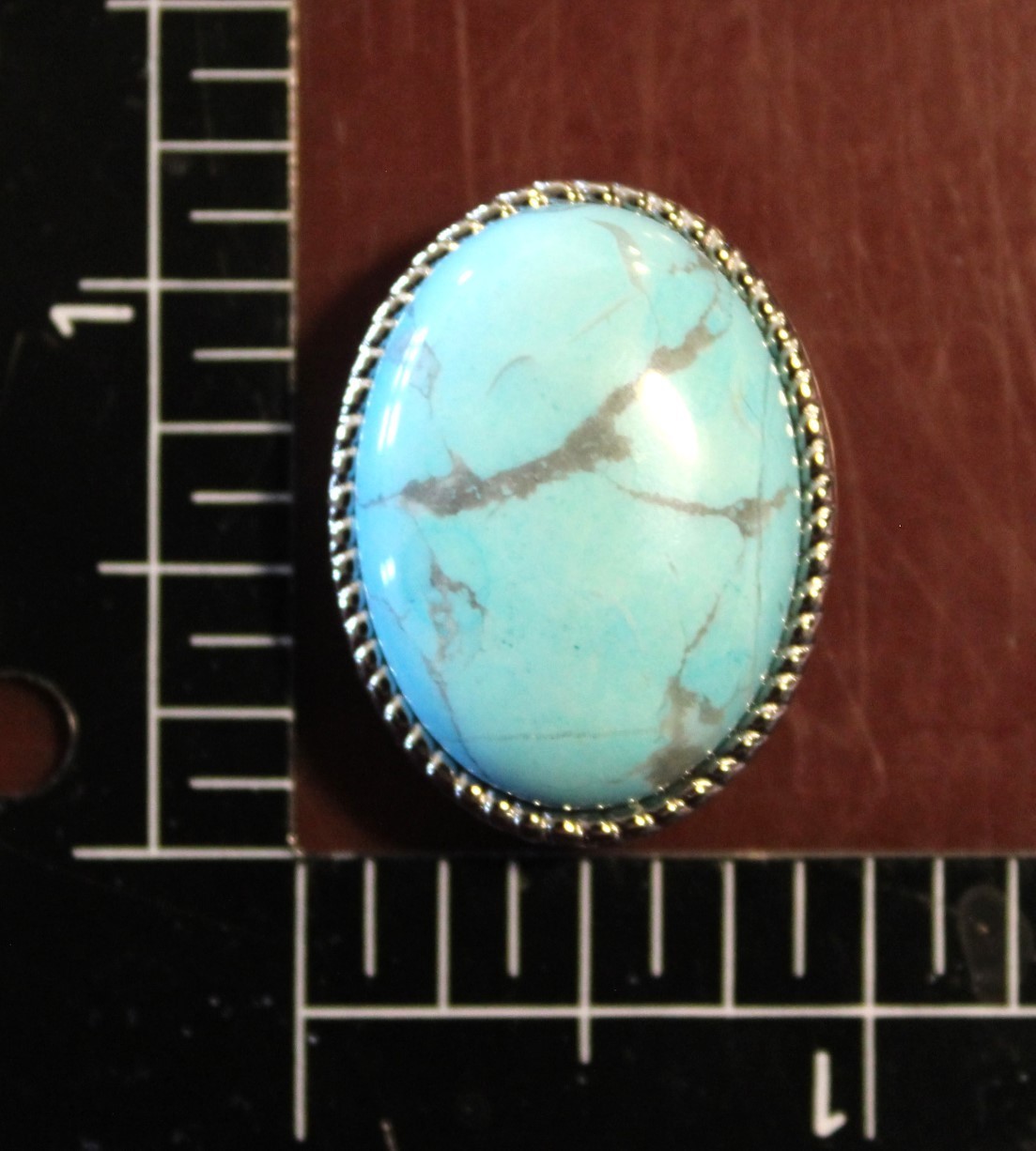 TANDY LEATHER - TURQUOISE OVAL CONCHO - DOUBLE SCREWBACK
