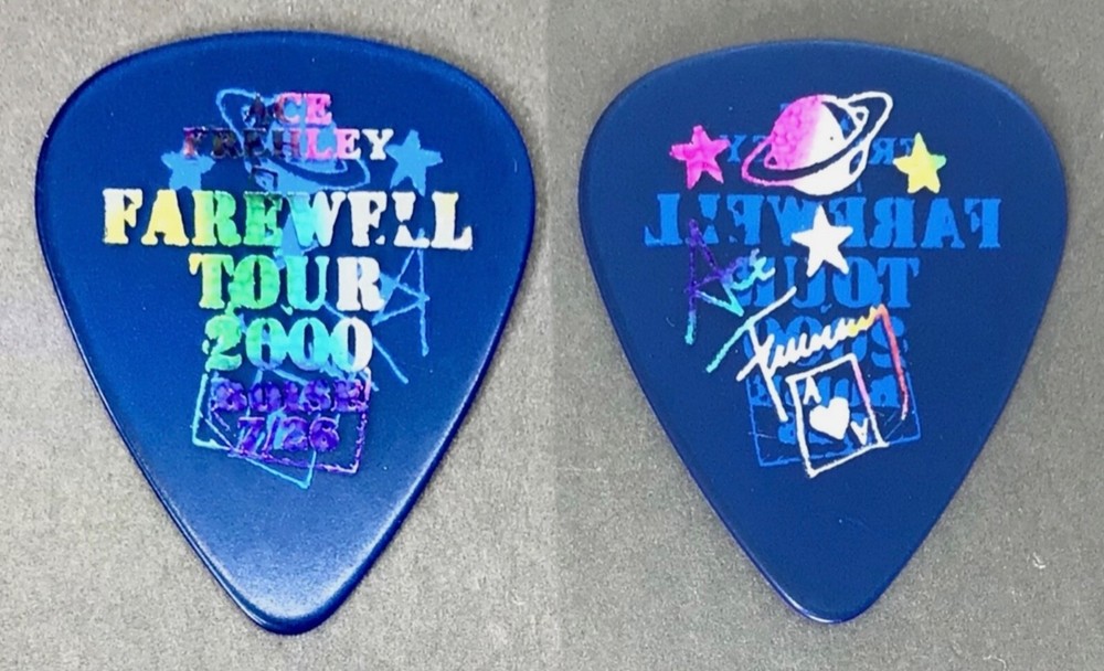 KISS Ace Frehley Farewell city prism on st blue guitar pick - Boise, ID 7/26/00
