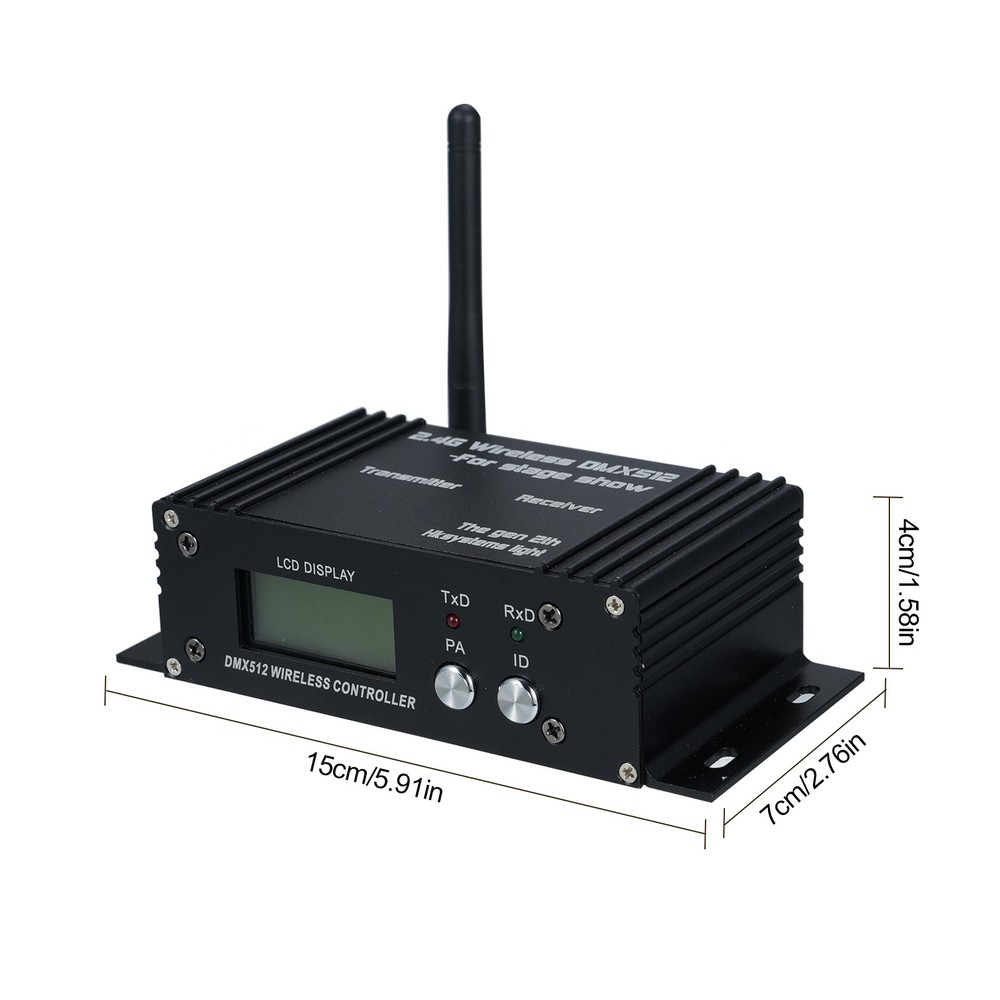 DMX 512 2.4G Wireless Controller Transmitter Receiver LCD Display Power