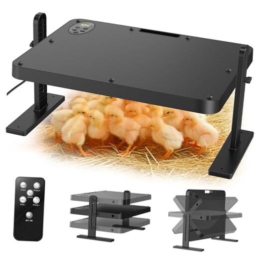 Chick Brooder Heating Plate with 86–194℉ Adjustable Temp, 12H Timer, Black