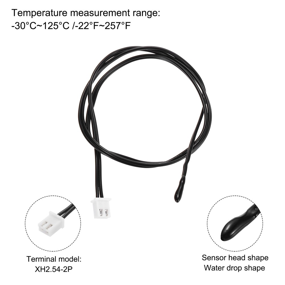 2 Pcs 5K NTC Thermal Sensor Probe,Epoxy Temp Sensor Probe 17.7 Inch