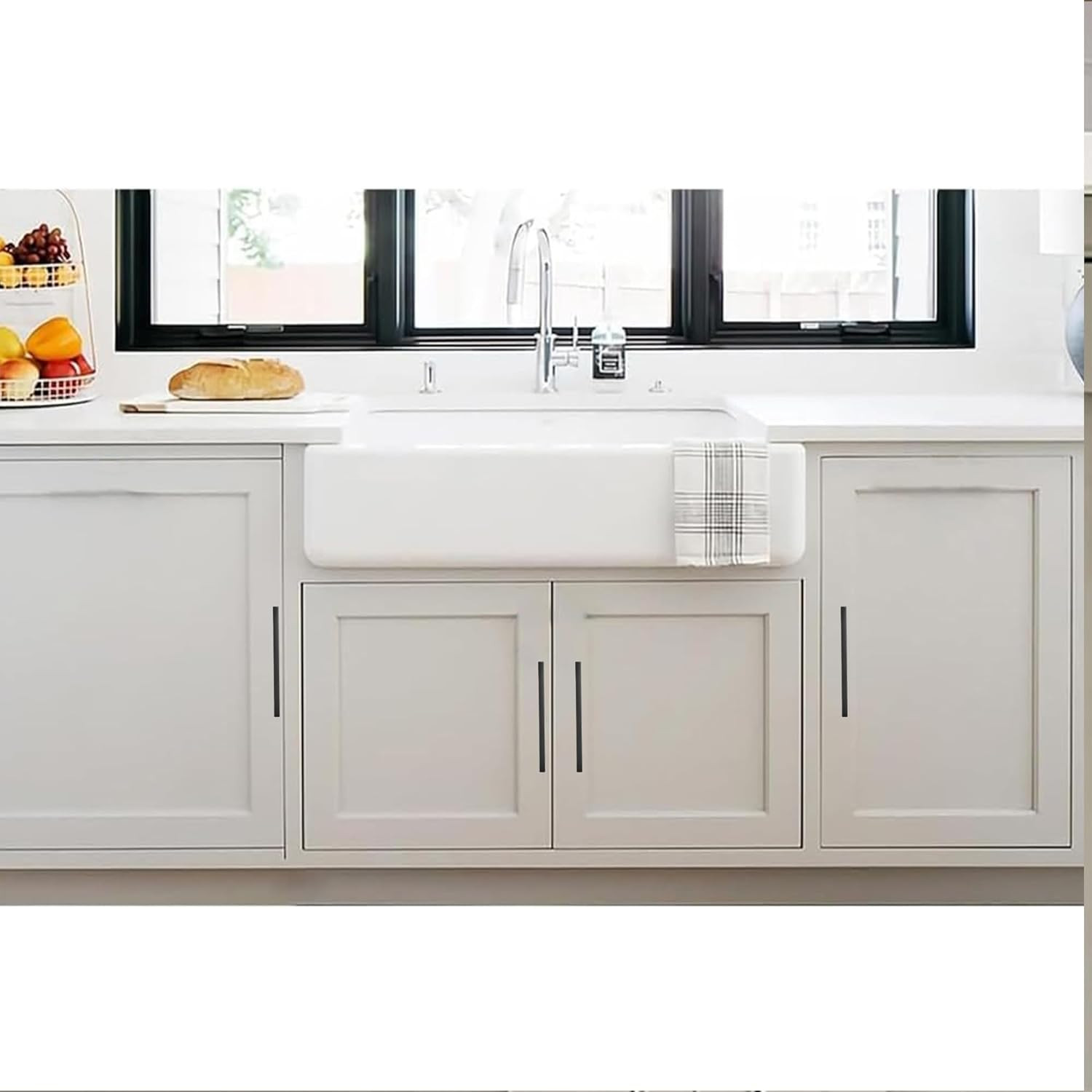 30 Pack 3 inch Center to Center Solid Matte Black Cabinet Pulls Slim Square Bar