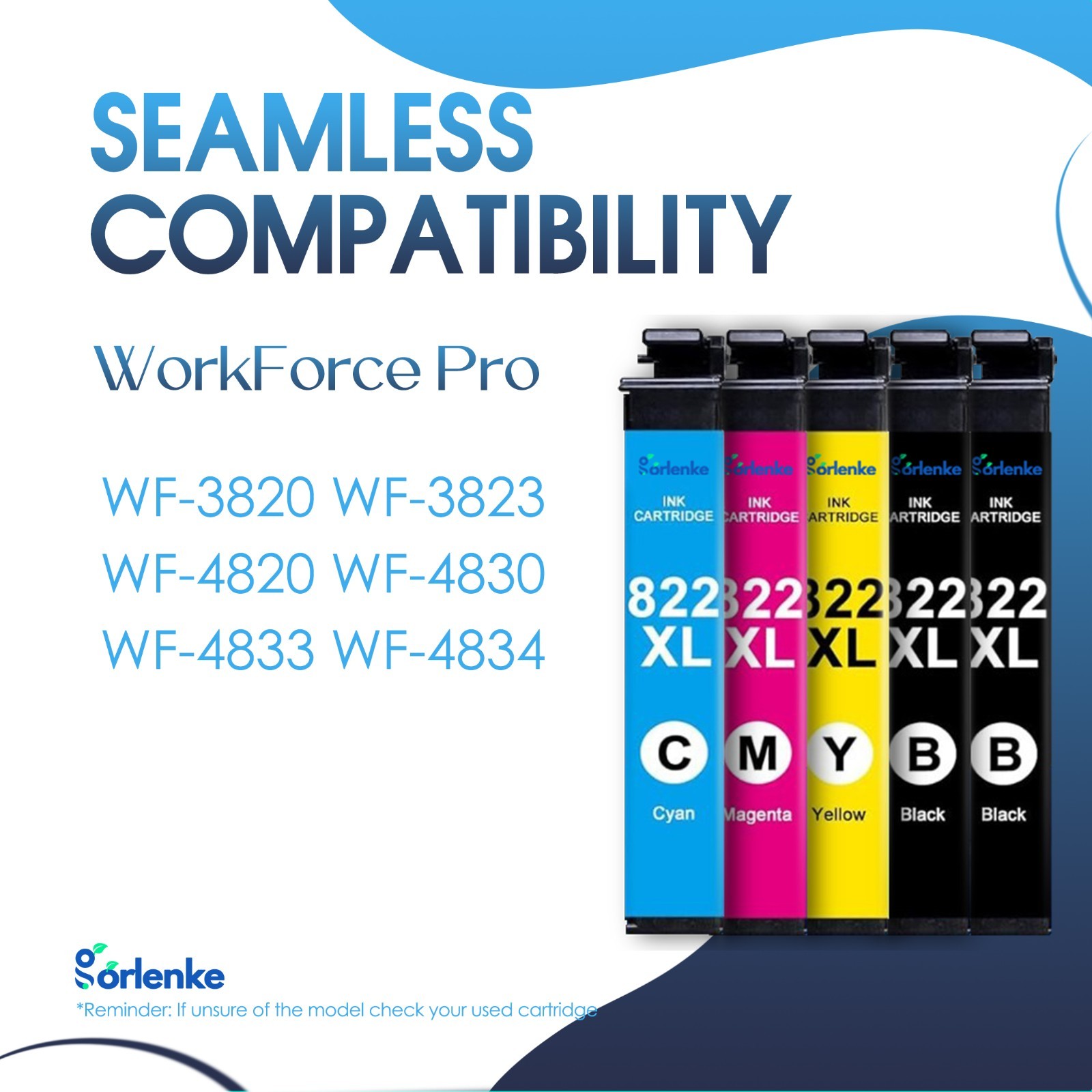 5PK 822XL Ink Cartridges For Epson WF-3820 WF-4833 WF-3823 WF-4830