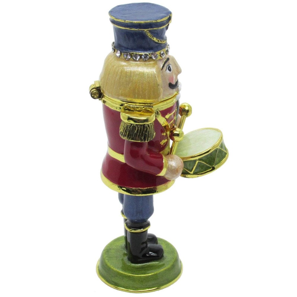 Nutcracker Drummer Jeweled Trinket Box with Austrian Crystals