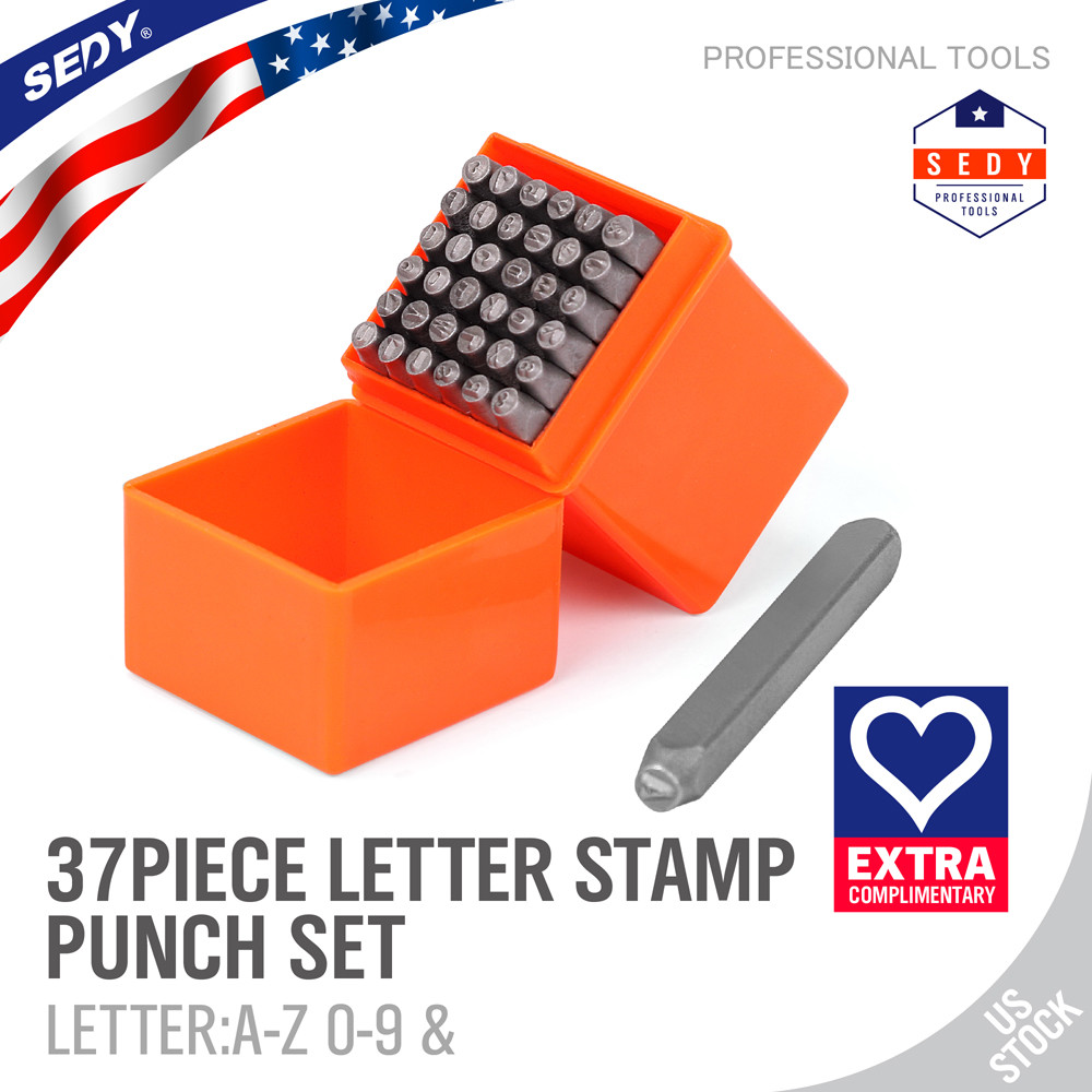 37 pc 1/8 in Steel Metal Punch Letter & Number Stamp Kit Set