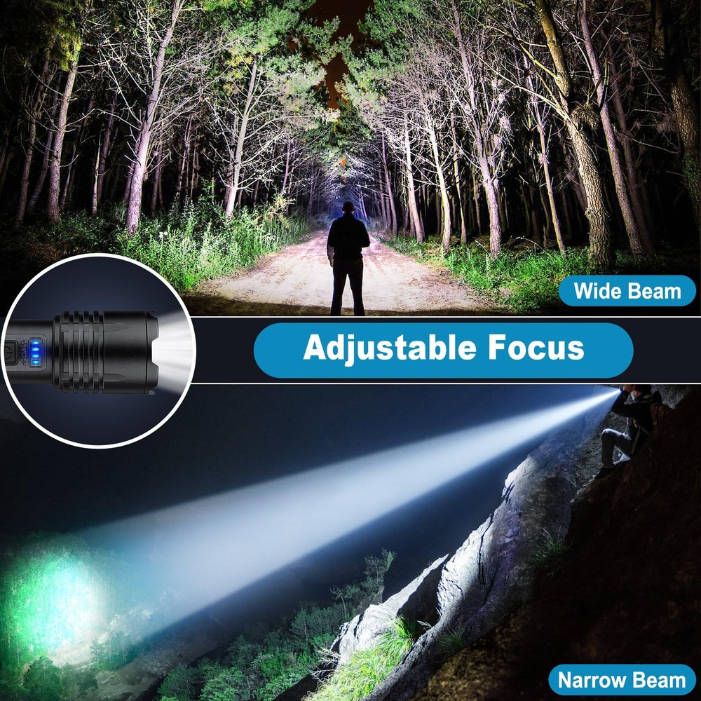 3 Pack Rechargeable Flashlights 90,000 High Lumens, Super Bright LED Flash Li...