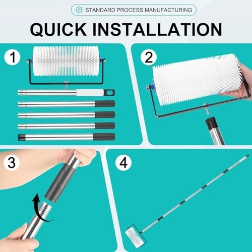 9” Spiked Roller for Self-Leveling Concrete & Epoxy - Adjustable Handle, Bubble