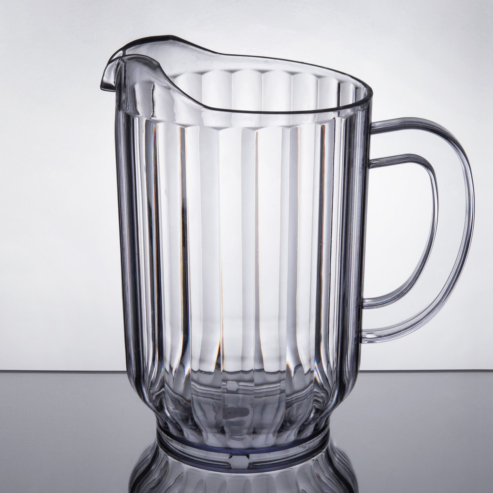 12 PACK Clear 60 Oz Plastic Round Bar Restaurant Beverage Serving Spout Pitchers