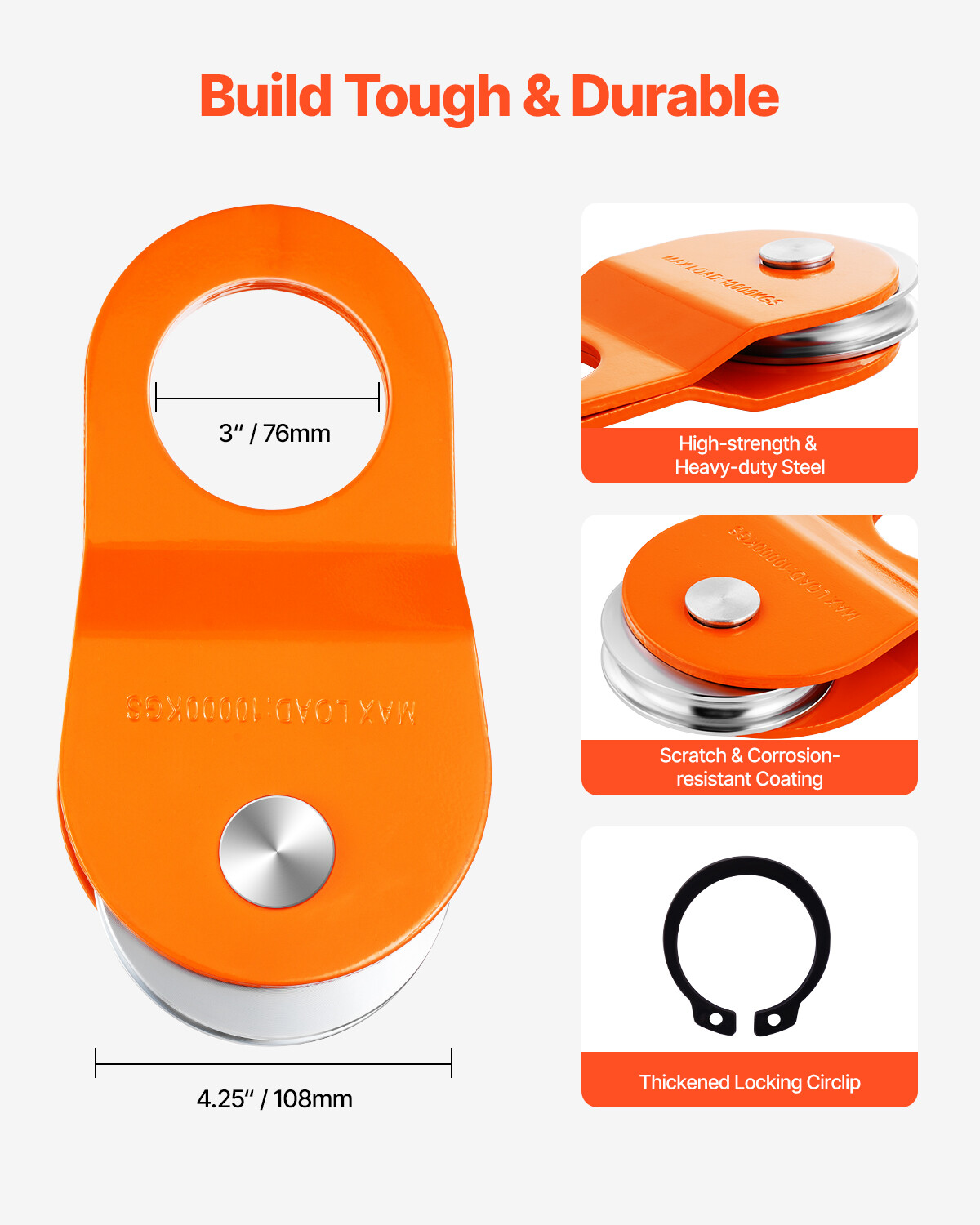 10 Ton Heavy Duty Winch Snatch Block 22,000 lbs Off Road Recovery Truck ATV UTV