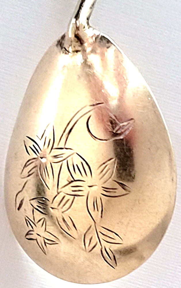 Russian Silver Etched Fork & Spoon Spiral Handle Gold Wash