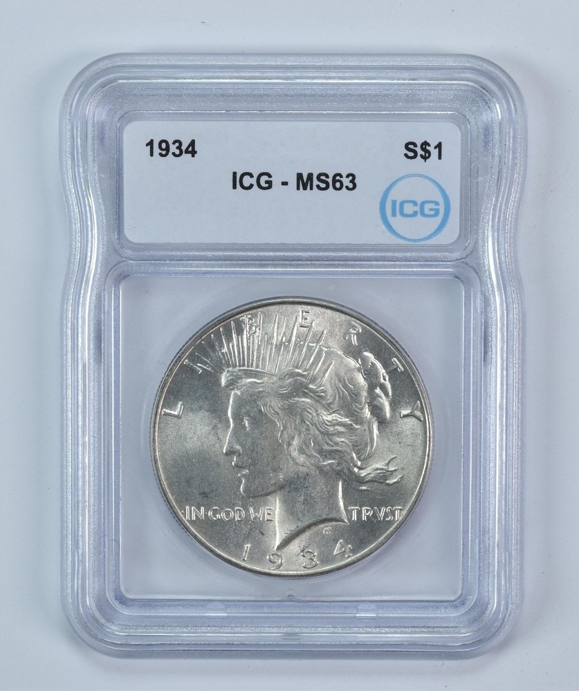 1934 Peace Silver Dollar MS63 ICG