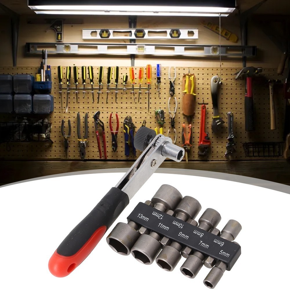 Socket Wrench Hand Tool 10pcs 6.35mm/1/4 Inch Pawl Socket Power Nut Driver