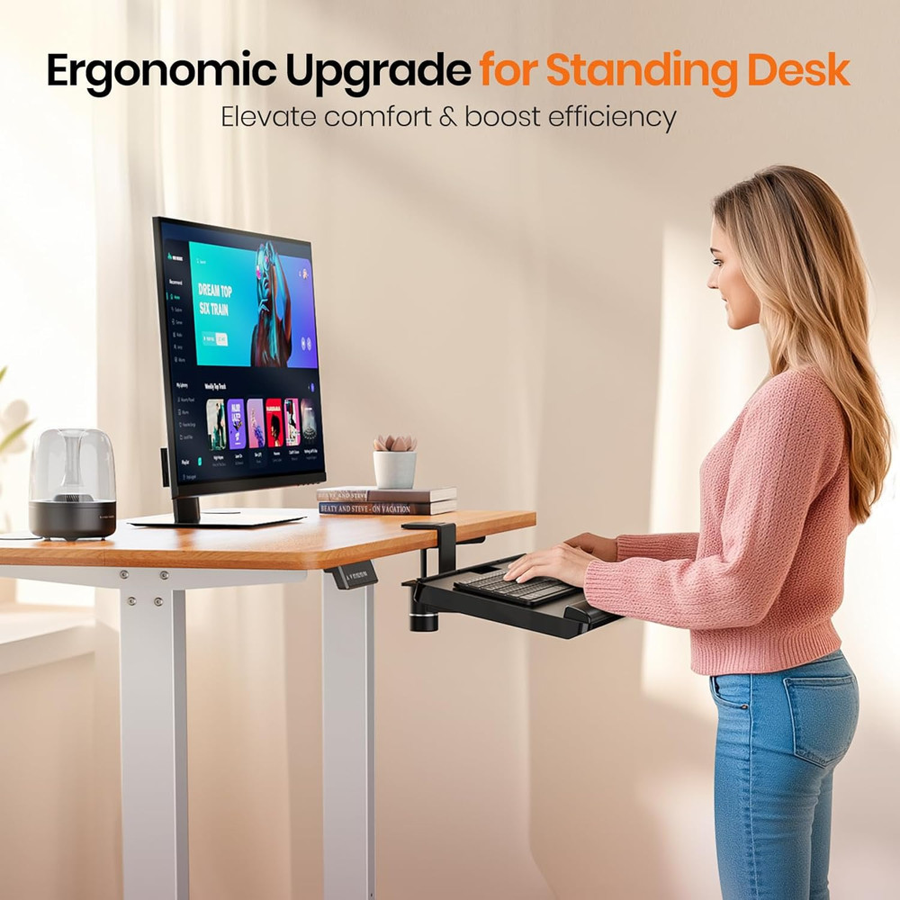 Klearlook Keyboard Tray under Desk with 360° Rotation, Adjustable Ergonomic Comp