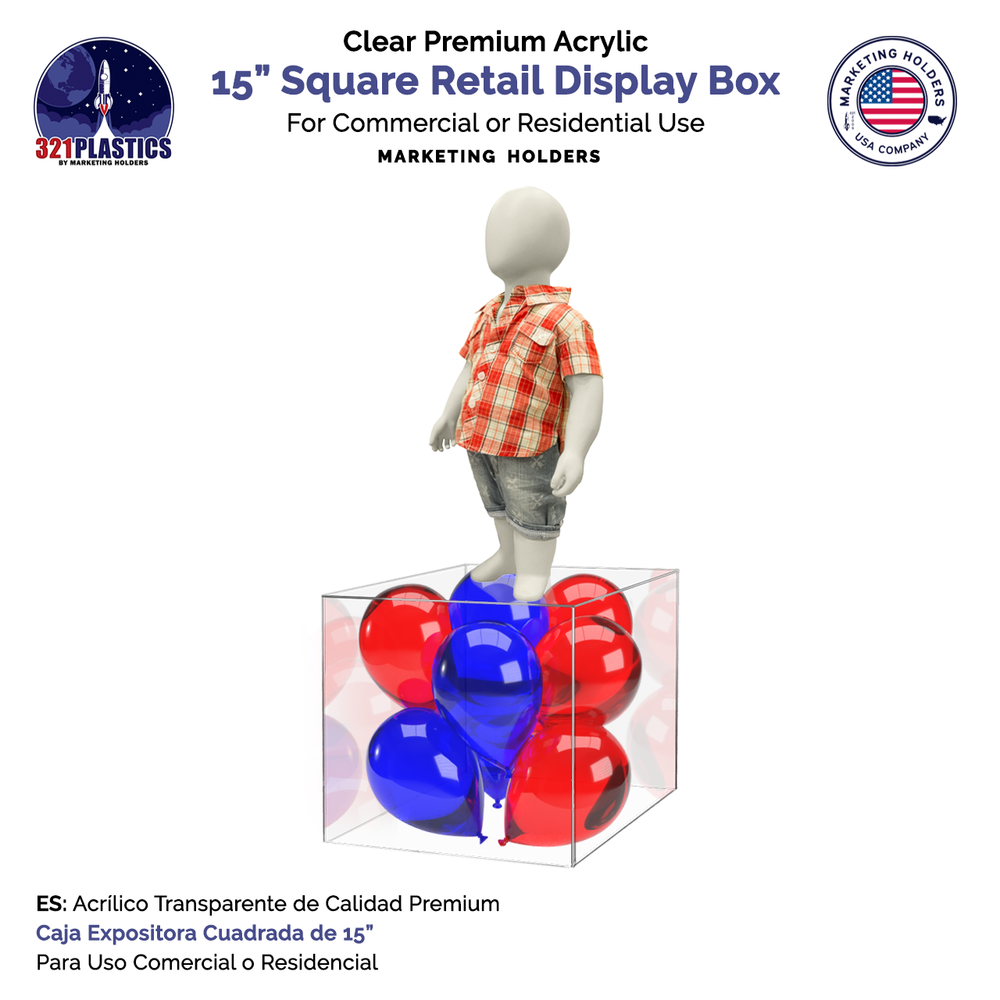 15" x 15" Clear Acrylic Display Box Product Riser