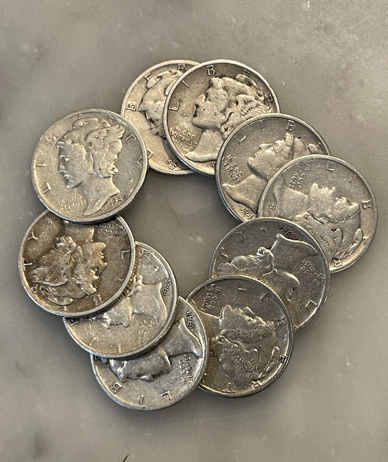 [Lot of 10] Mercury Dimes 1916-1945 90% Silver CHOOSE HOW MANY LOTS OF 10 COINS!
