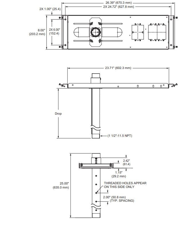 Extron PCM 340 - Projector Drop Ceiling Mount with 23" Adjustable Pole 70-656-23