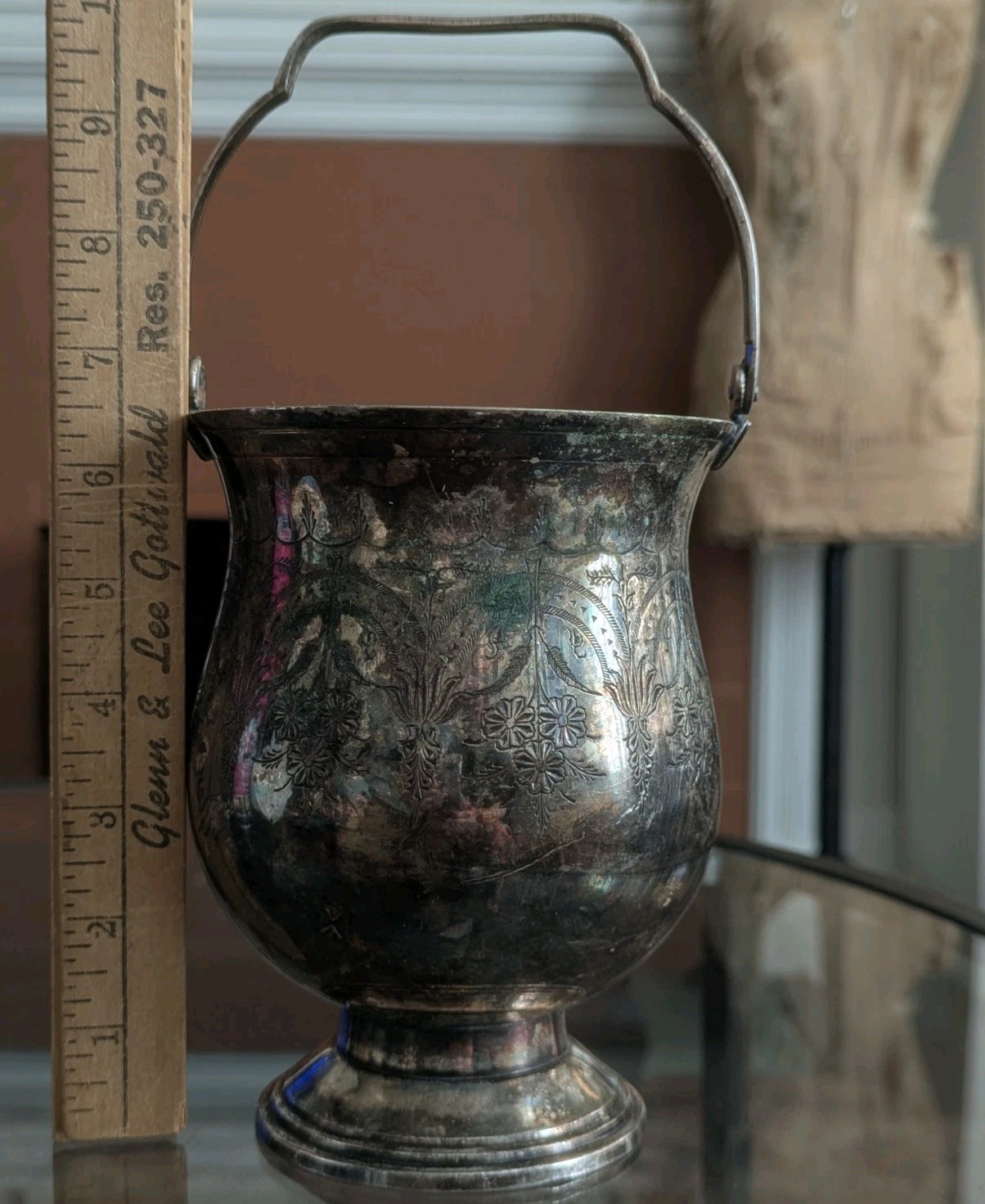 Antique Meriden Britannia Silverplate Buscuit Bucket India Pattern Victorian EPN