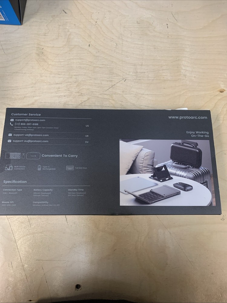ProtoArc Foldable Keyboard and Mouse XKM01 True Full-Size Folding - Used
