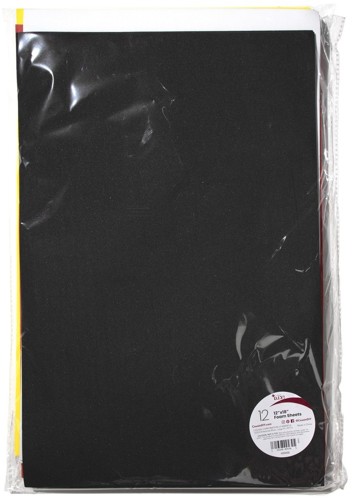 CousinDIY Foam Sheets 12"X18" 12/Pkg-Basic Colors - 40000595