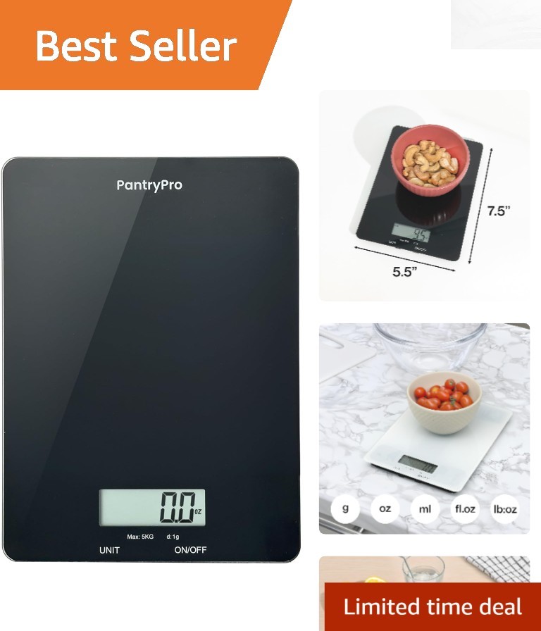 Precise Black Kitchen Scale - Digital - 11lb Capacity - Easy Multi-Unit Switch
