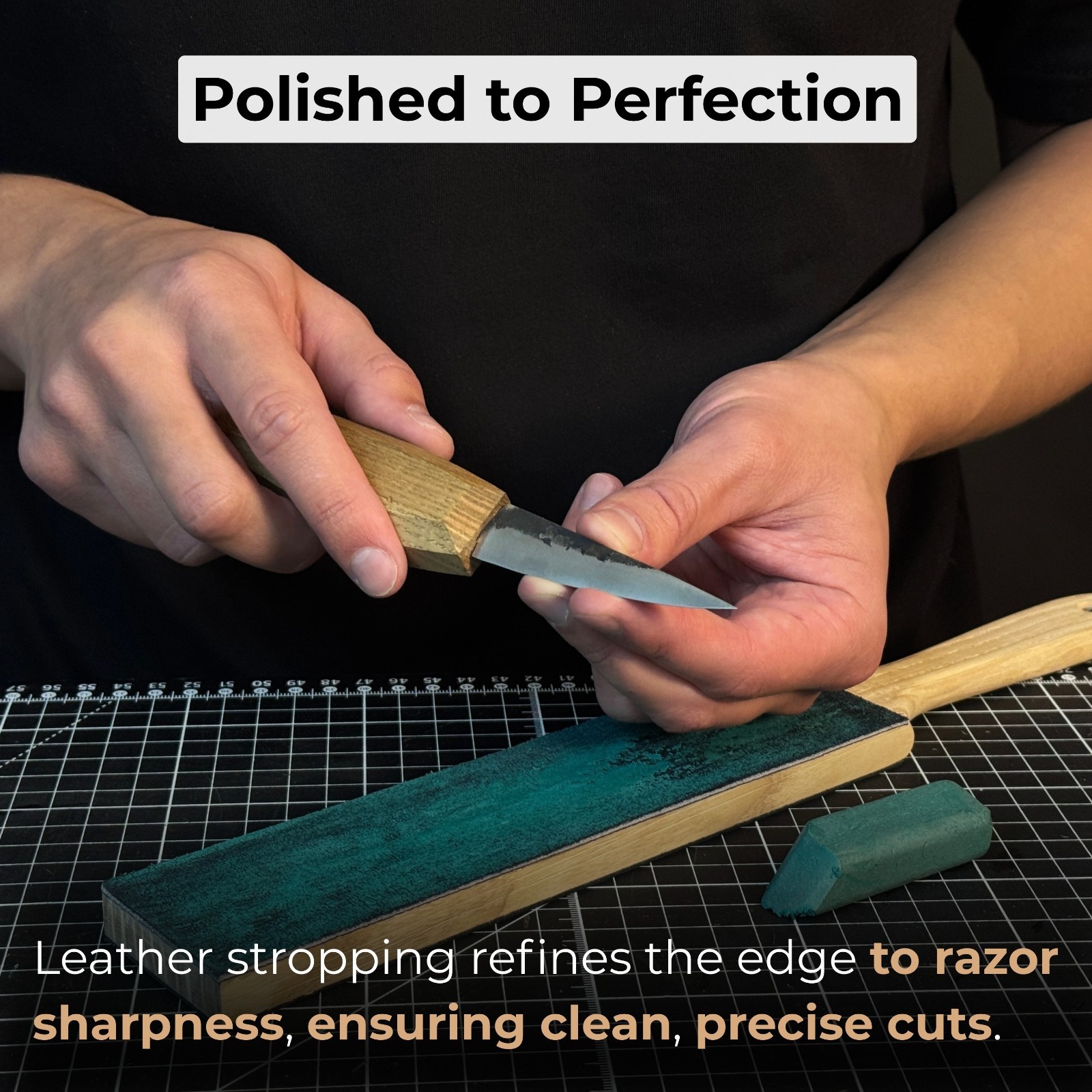 Double Sided Leather Sharpening Strop Knife Tool Honing Paddle Polishing Paste