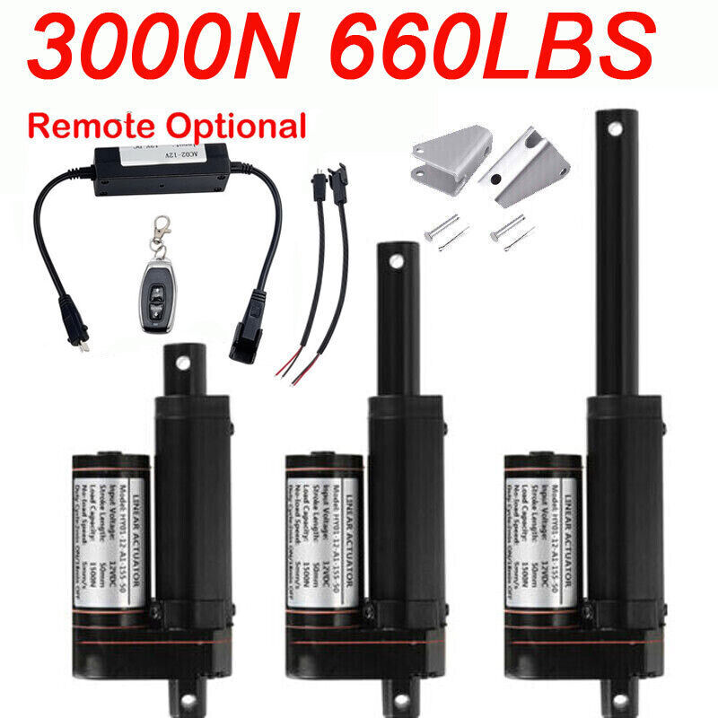 DC 12V Linear Actuator Heavy Duty 2"~40" Long Stroke 5mm/s 3000N Waterproof US